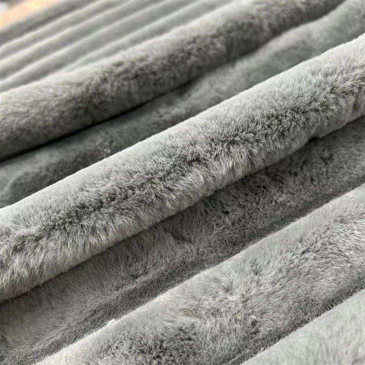 Grey Streak Faux Fur Plush Fabric